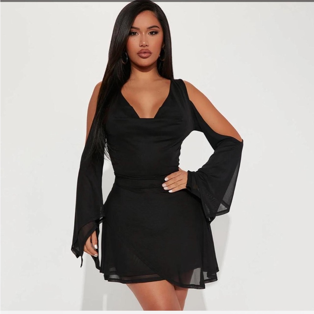 Fashion Nova Black Long Sleeve Dress
